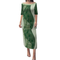 Polynesian Tribal Pattern Patchwork Picturesque Family Matching Puletasi and Hawaiian Shirt Sage Green