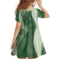 Polynesian Tribal Pattern Patchwork Picturesque Family Matching Tank Maxi Dress and Hawaiian Shirt Sage Green
