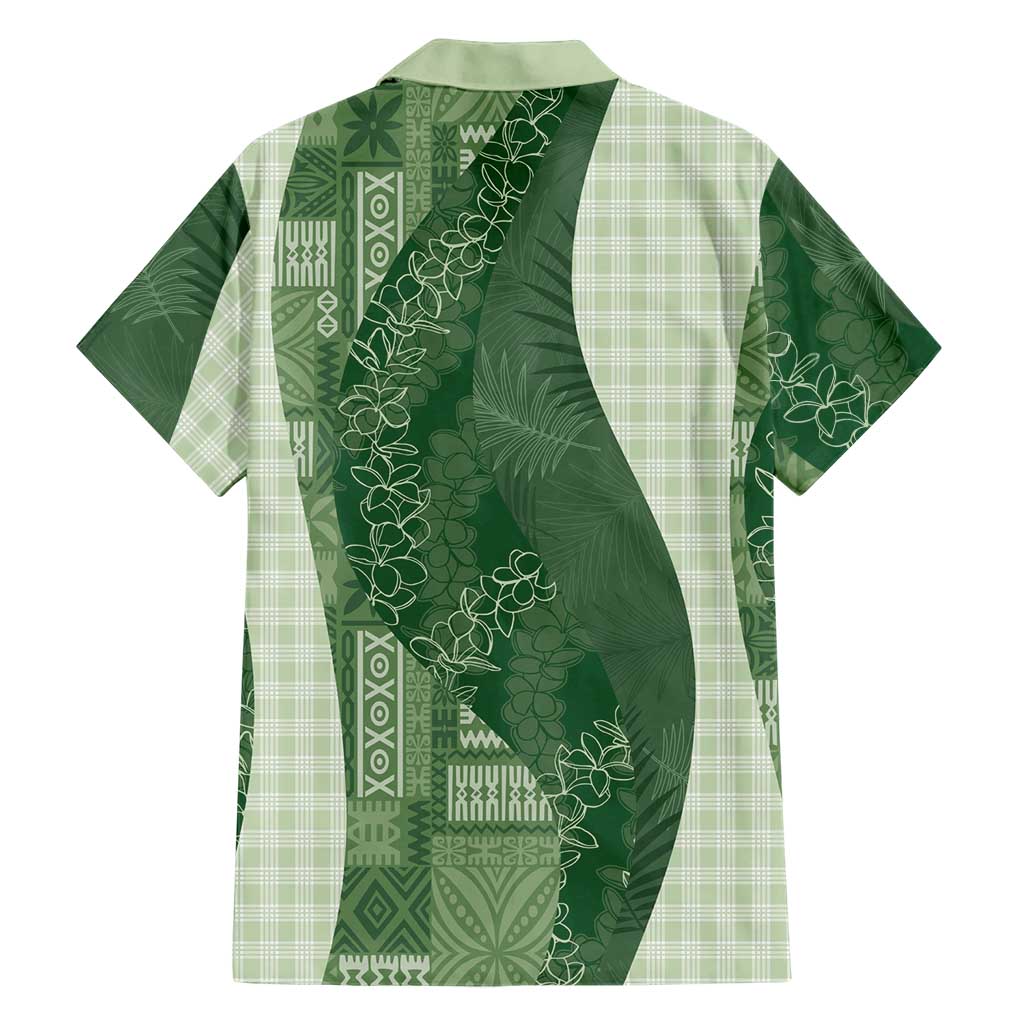 Polynesian Tribal Pattern Patchwork Picturesque Hawaiian Shirt Sage Green