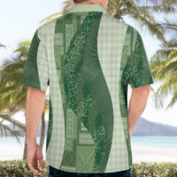 Polynesian Tribal Pattern Patchwork Picturesque Hawaiian Shirt Sage Green