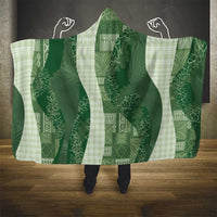 Polynesian Tribal Pattern Patchwork Picturesque Hooded Blanket Sage Green