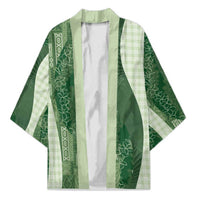 Polynesian Tribal Pattern Patchwork Picturesque Kimono Sage Green