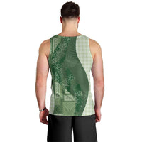 Polynesian Tribal Pattern Patchwork Picturesque Men Tank Top Sage Green