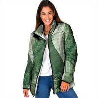 Polynesian Tribal Pattern Patchwork Picturesque Padded Jacket Sage Green