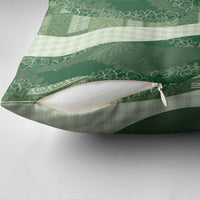 Polynesian Tribal Pattern Patchwork Picturesque Pillow Cover Sage Green