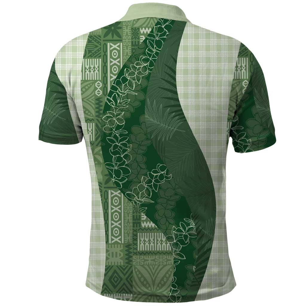 Polynesian Tribal Pattern Patchwork Picturesque Polo Shirt Sage Green