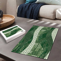 Polynesian Tribal Pattern Patchwork Picturesque Puzzle Sage Green