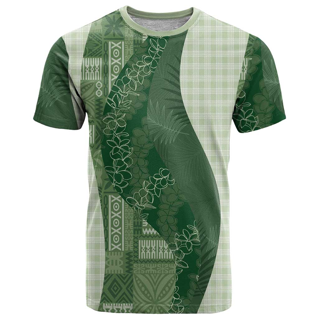Polynesian Tribal Pattern Patchwork Picturesque T Shirt Sage Green