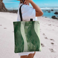 Polynesian Tribal Pattern Patchwork Picturesque Tote Bag Sage Green