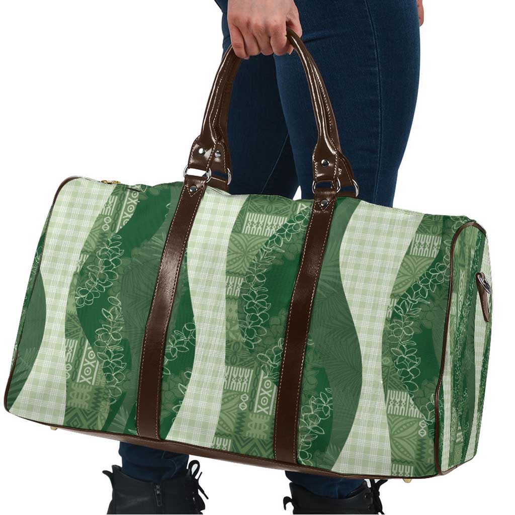 Polynesian Tribal Pattern Patchwork Picturesque Travel Bag Sage Green