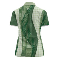 Polynesian Tribal Pattern Patchwork Picturesque Women Polo Shirt Sage Green