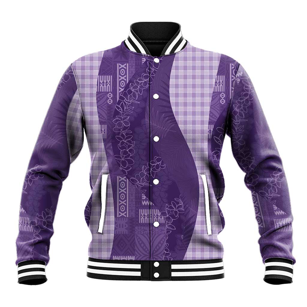 Polynesian Tribal Pattern Patchwork Picturesque Baseball Jacket Deep Violet