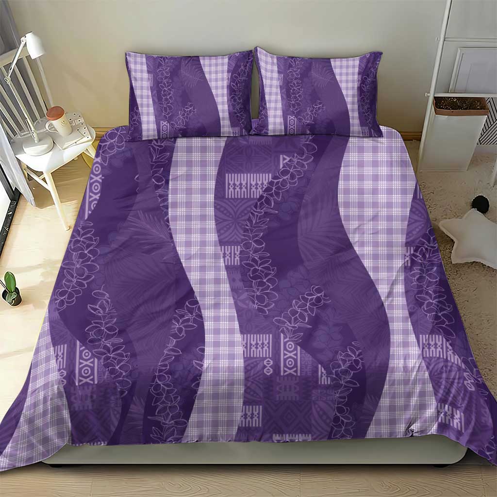 Polynesian Tribal Pattern Patchwork Picturesque Bedding Set Deep Violet