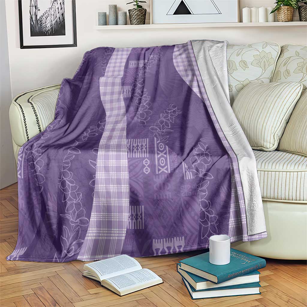 Polynesian Tribal Pattern Patchwork Picturesque Blanket Deep Violet