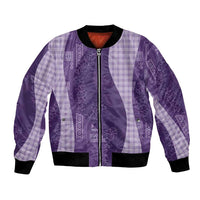 Polynesian Tribal Pattern Patchwork Picturesque Bomber Jacket Deep Violet