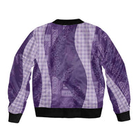 Polynesian Tribal Pattern Patchwork Picturesque Bomber Jacket Deep Violet