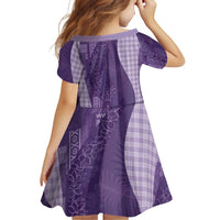 Polynesian Tribal Pattern Patchwork Picturesque Family Matching Off The Shoulder Long Sleeve Dress and Hawaiian Shirt Deep Violet LT7 - Polynesian Pride