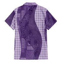 Polynesian Tribal Pattern Patchwork Picturesque Family Matching Off The Shoulder Long Sleeve Dress and Hawaiian Shirt Deep Violet LT7 - Polynesian Pride