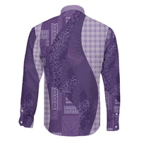 Polynesian Tribal Pattern Patchwork Picturesque Family Matching Off The Shoulder Long Sleeve Dress and Hawaiian Shirt Deep Violet LT7 - Polynesian Pride