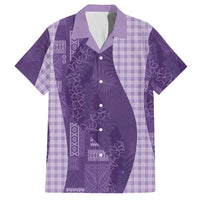 Polynesian Tribal Pattern Patchwork Picturesque Hawaiian Shirt Deep Violet