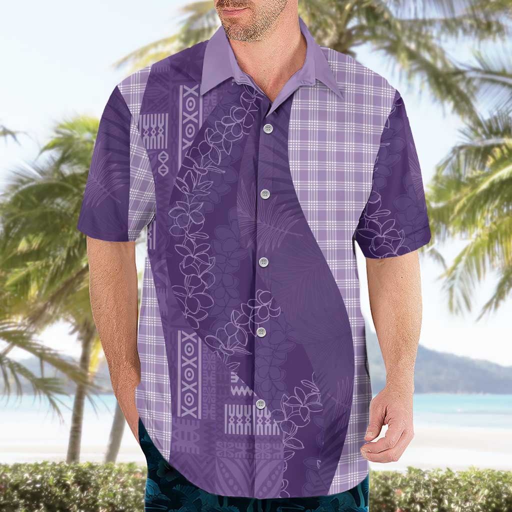 Polynesian Tribal Pattern Patchwork Picturesque Hawaiian Shirt Deep Violet