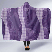 Polynesian Tribal Pattern Patchwork Picturesque Hooded Blanket Deep Violet