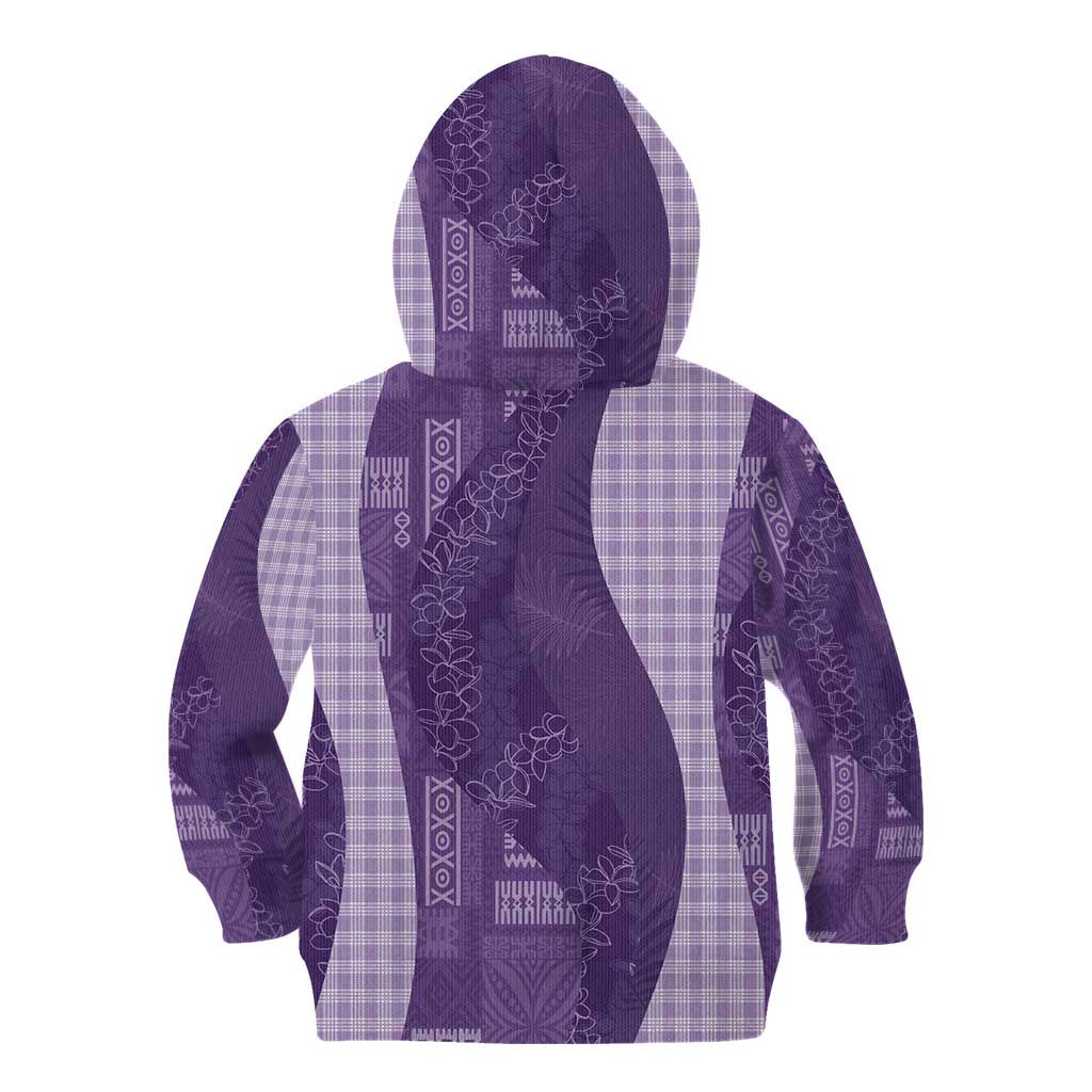 Polynesian Tribal Pattern Patchwork Picturesque Kid Hoodie Deep Violet