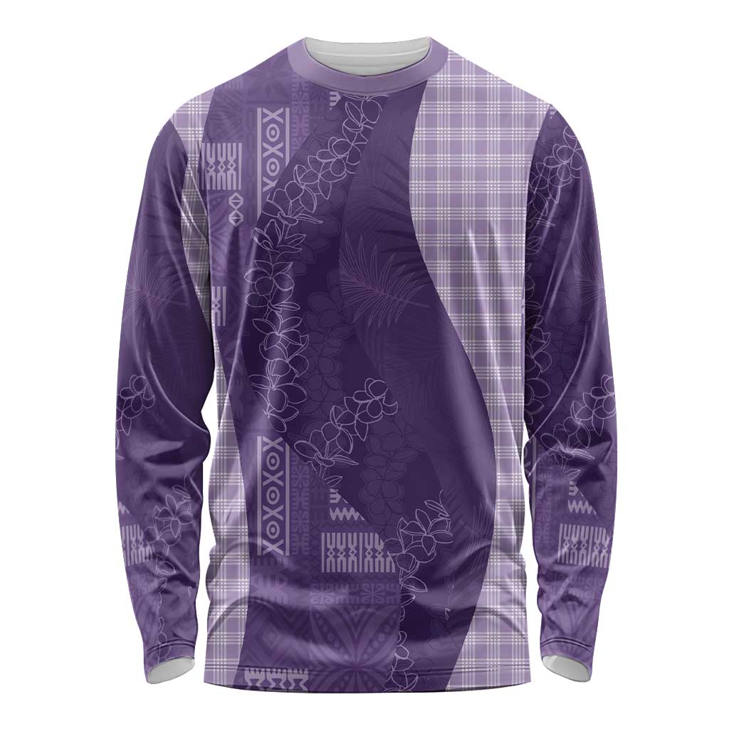 Polynesian Tribal Pattern Patchwork Picturesque Long Sleeve Shirt Deep Violet