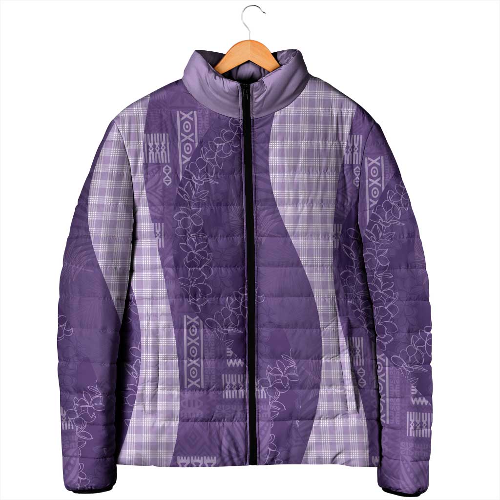 Polynesian Tribal Pattern Patchwork Picturesque Padded Jacket Deep Violet