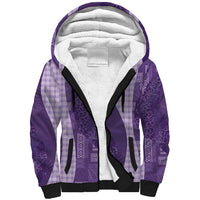 Polynesian Tribal Pattern Patchwork Picturesque Sherpa Hoodie Deep Violet