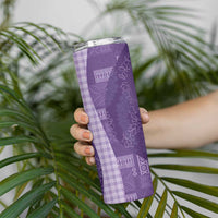 Polynesian Tribal Pattern Patchwork Picturesque Skinny Tumbler Deep Violet
