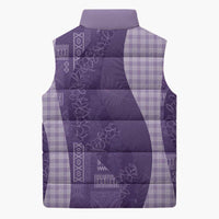 Polynesian Tribal Pattern Patchwork Picturesque Sleeveless Puffer Jacket Deep Violet