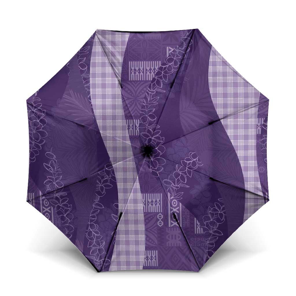 Polynesian Tribal Pattern Patchwork Picturesque Umbrella Deep Violet