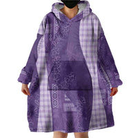 Polynesian Tribal Pattern Patchwork Picturesque Wearable Blanket Hoodie Deep Violet