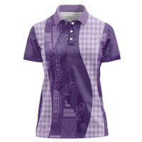 Polynesian Tribal Pattern Patchwork Picturesque Women Polo Shirt Deep Violet LT7 Female Violet - Polynesian Pride