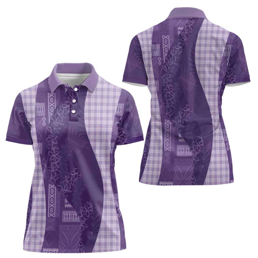 Polynesian Tribal Pattern Patchwork Picturesque Women Polo Shirt Deep Violet LT7 - Polynesian Pride