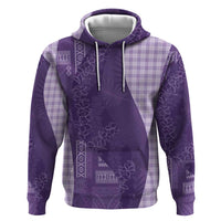 Polynesian Tribal Pattern Patchwork Picturesque Zip Hoodie Deep Violet