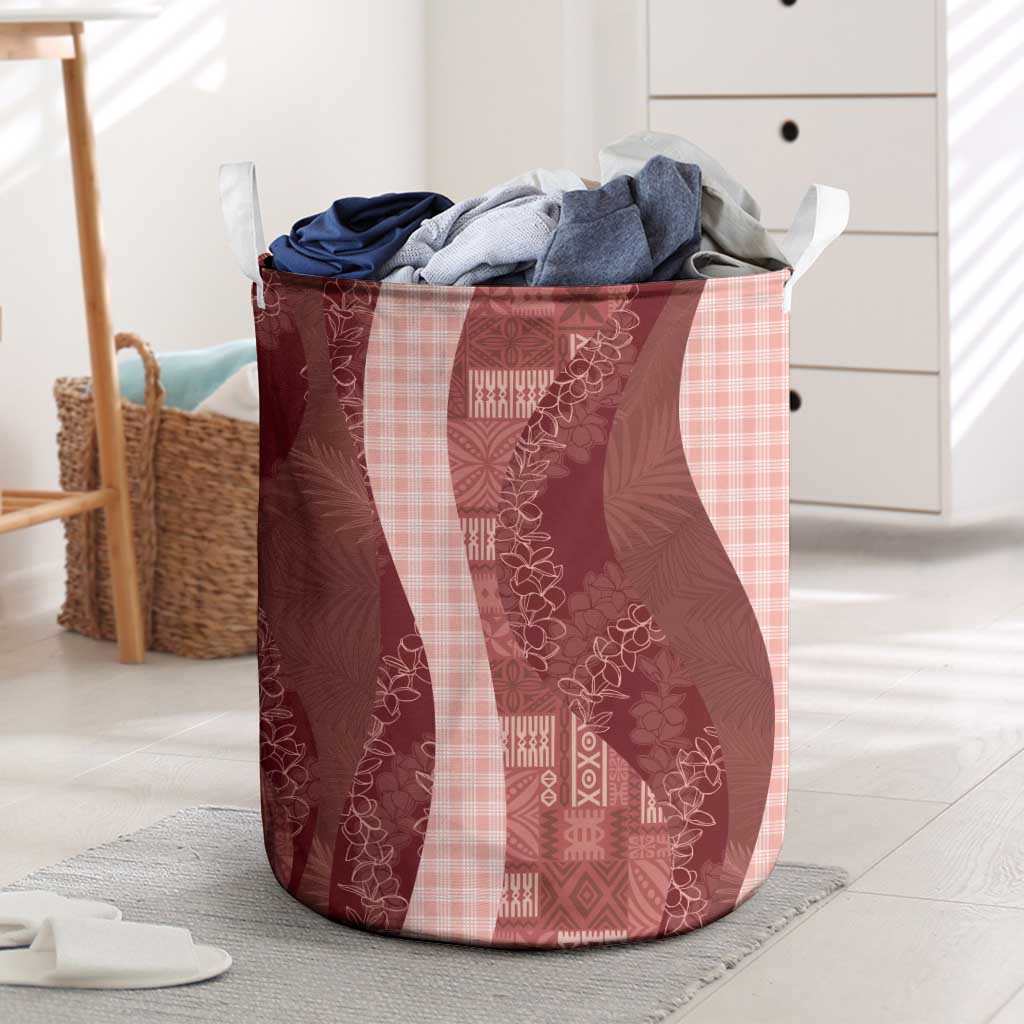 Polynesian Tribal Pattern Patchwork Picturesque Laundry Basket Crimson