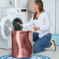 Polynesian Tribal Pattern Patchwork Picturesque Laundry Basket Crimson