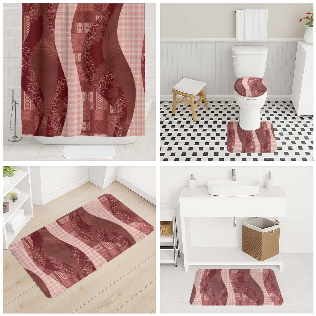 Polynesian Tribal Pattern Patchwork Picturesque Bathroom Set Crimson