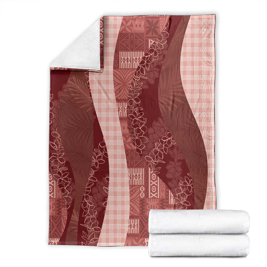 Polynesian Tribal Pattern Patchwork Picturesque Blanket Crimson