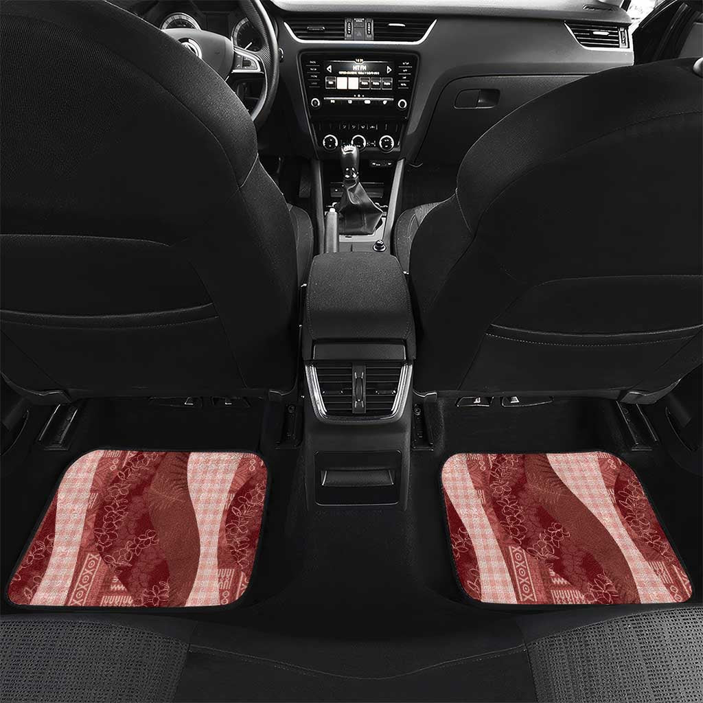 Polynesian Tribal Pattern Patchwork Picturesque Car Mats Crimson LT7 Set 2pcs - Back Crimson - Polynesian Pride