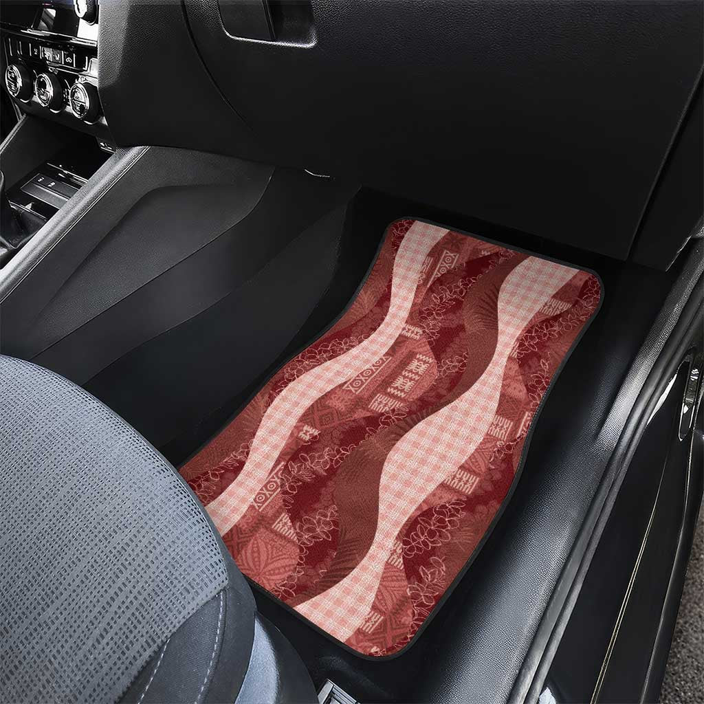Polynesian Tribal Pattern Patchwork Picturesque Car Mats Crimson LT7 - Polynesian Pride