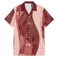 Polynesian Tribal Pattern Patchwork Picturesque Family Matching Mermaid Dress and Hawaiian Shirt Crimson LT7 Dad's Shirt - Short Sleeve Crimson - Polynesian Pride