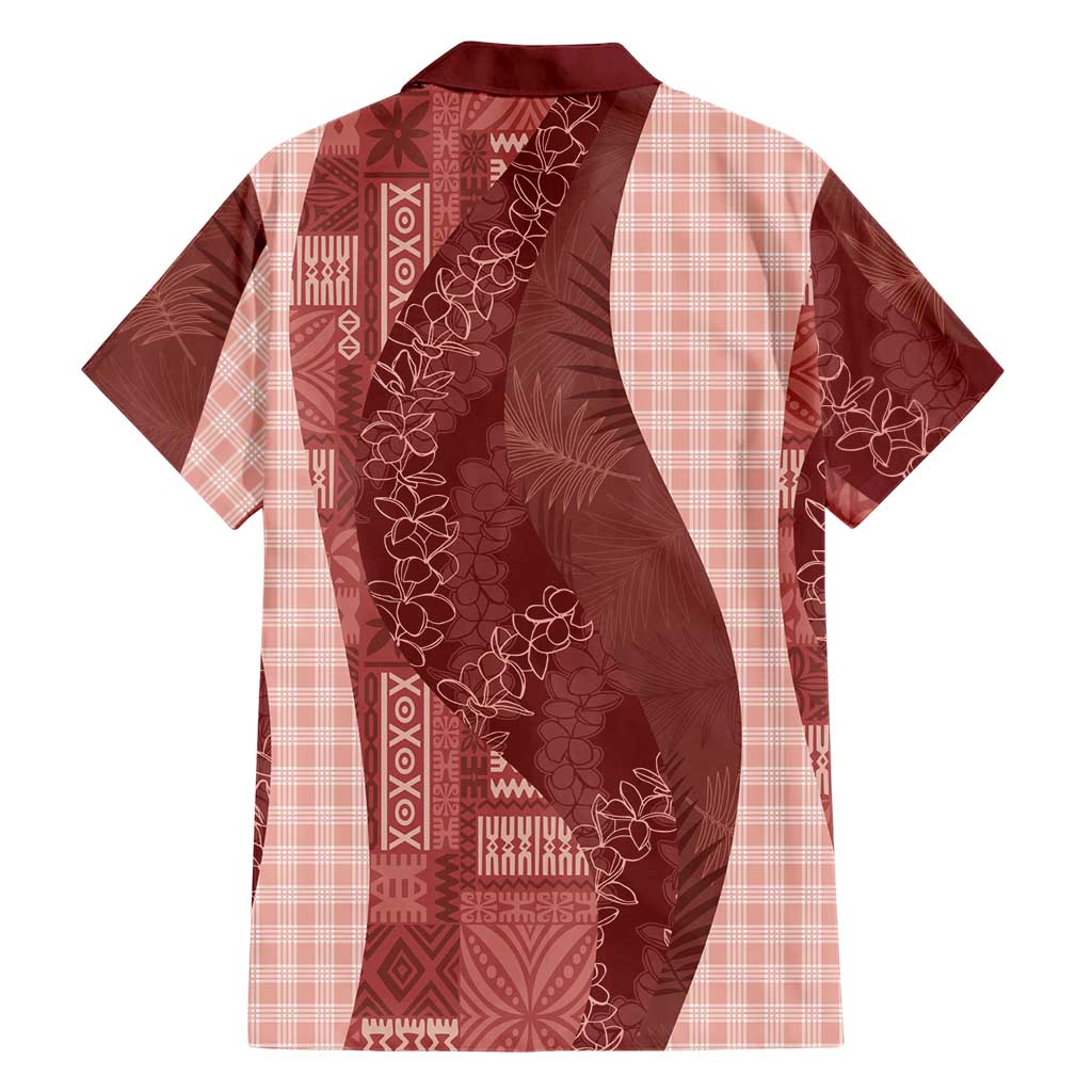 Polynesian Tribal Pattern Patchwork Picturesque Family Matching Mermaid Dress and Hawaiian Shirt Crimson LT7 - Polynesian Pride