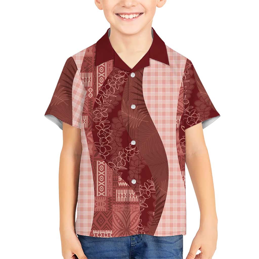 Polynesian Tribal Pattern Patchwork Picturesque Family Matching Mermaid Dress and Hawaiian Shirt Crimson LT7 Son's Shirt Crimson - Polynesian Pride