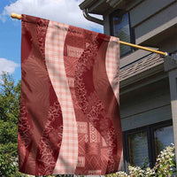 Polynesian Tribal Pattern Patchwork Picturesque Garden Flag Crimson