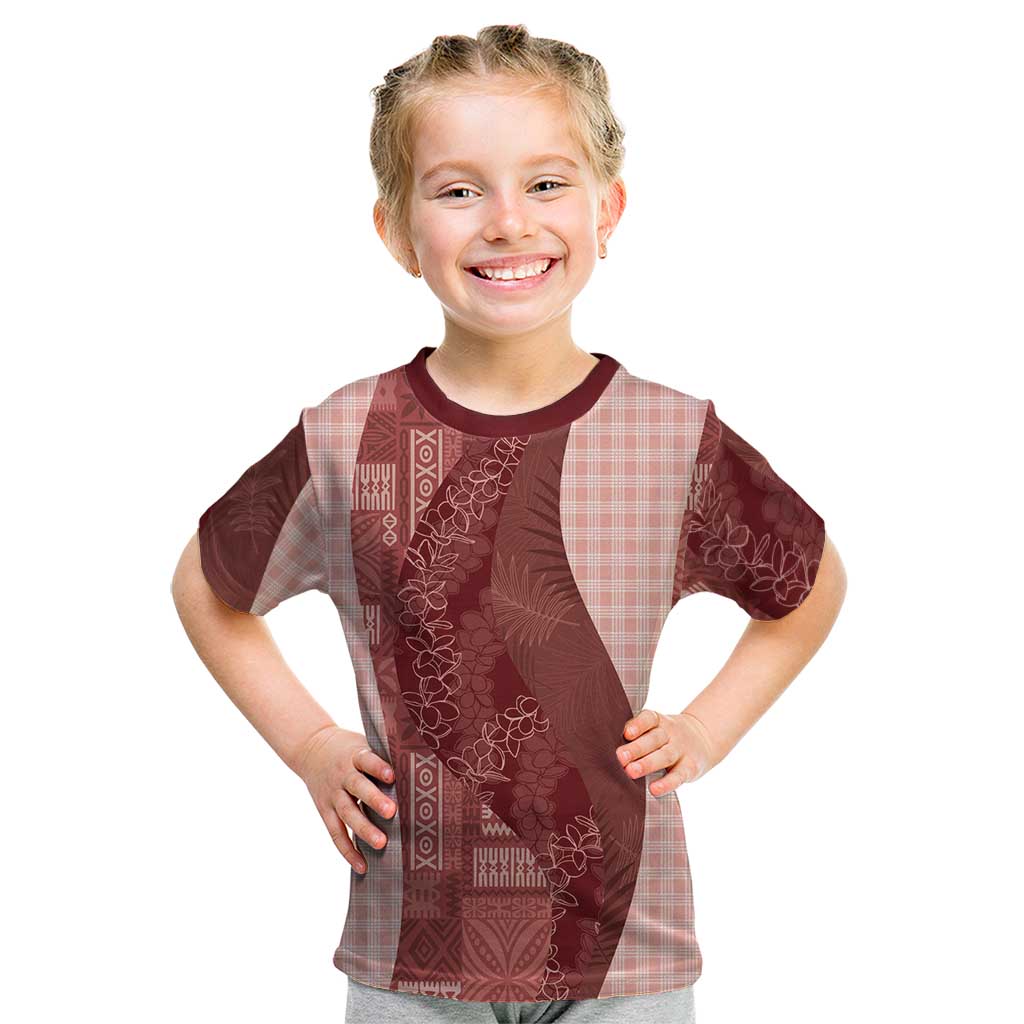 Polynesian Tribal Pattern Patchwork Picturesque Kid T Shirt Crimson