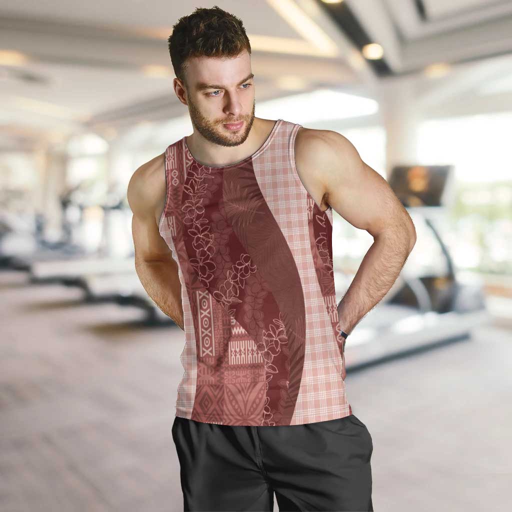 Polynesian Tribal Pattern Patchwork Picturesque Men Tank Top Crimson