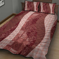Polynesian Tribal Pattern Patchwork Picturesque Quilt Bed Set Crimson